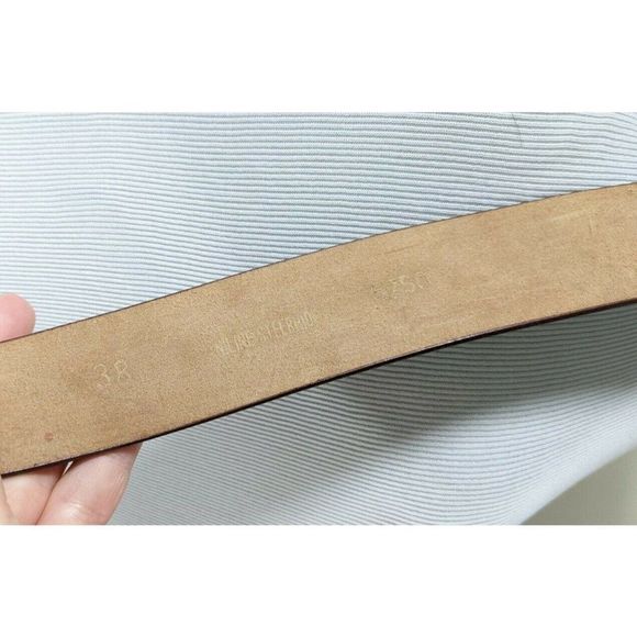 Size 38 Vintage Tan Aniline Steer Hide Leather Belt Hippie 1970s steerhide NOS main image 3